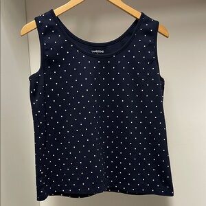 Lands' End Women's Navy Polka Dot Tank Top